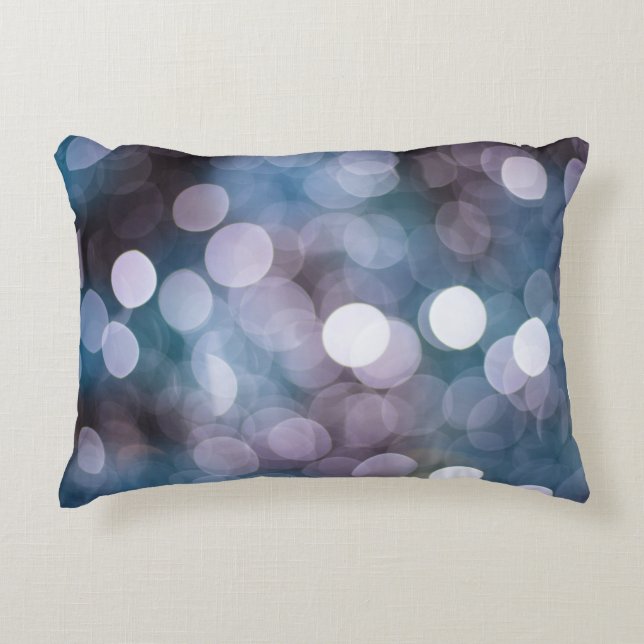Blue grey bokeh, abstract background. decorative cushion (Front)