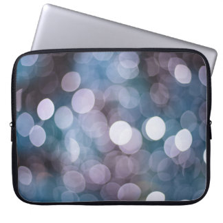 Blue grey bokeh, abstract background. laptop sleeve