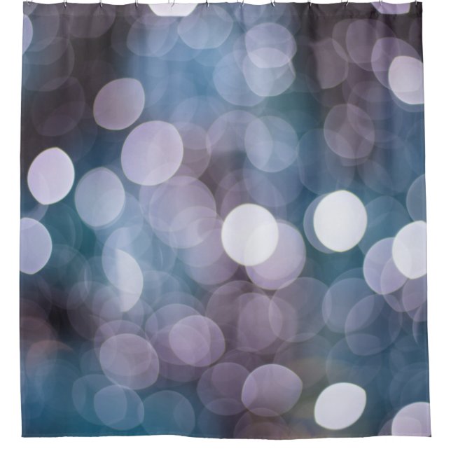 Blue grey bokeh, abstract background. shower curtain (Front)