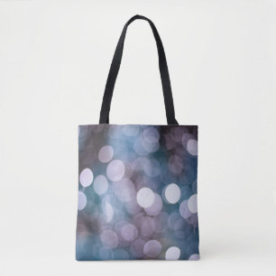 Blue grey bokeh, abstract background. tote bag
