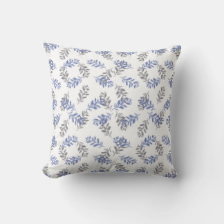 Blue & Grey Botanical Watercolor Pattern Cushion