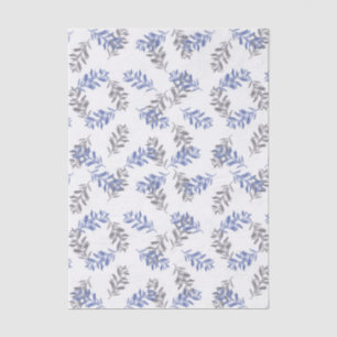 Blue & Grey Botanical Watercolor Pattern Tissue Paper