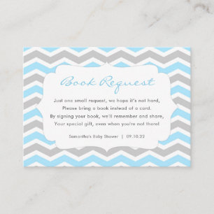 Blue Grey Boy Baby Shower book request Enclosure Card