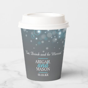 Blue grey bubbles custom wedding paper cups