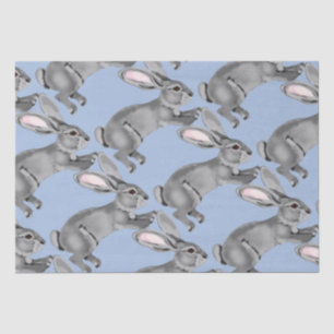 Blue Grey Bunny Rabbit Animal Pattern Baby Shower Tissue Paper