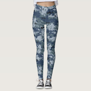 Blue Grey Camouflage Women's Leggings