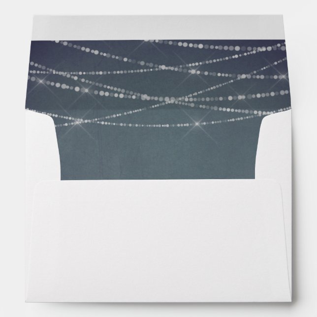 Blue Grey Chalkboard & White String Lights Envelope (Back (Bottom))