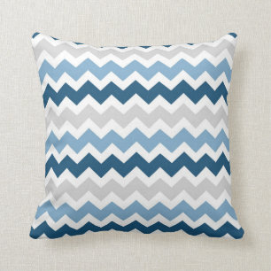 Blue Grey Chevron Decorative Pillow