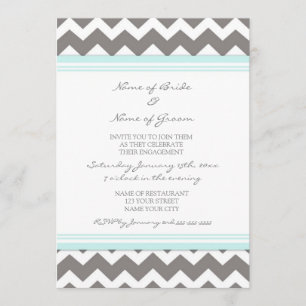 Blue Grey Chevron Engagement Party Invitations