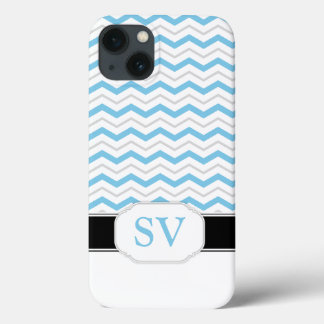 Blue & Grey Chevron Monogram iPad 2/3/4 Case