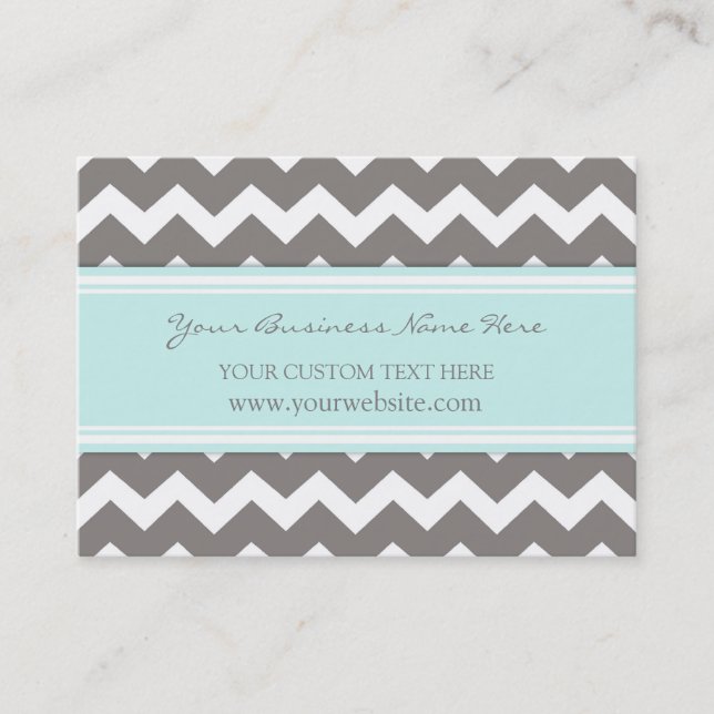 Blue Grey Chevron Retro Business Cards (Front)