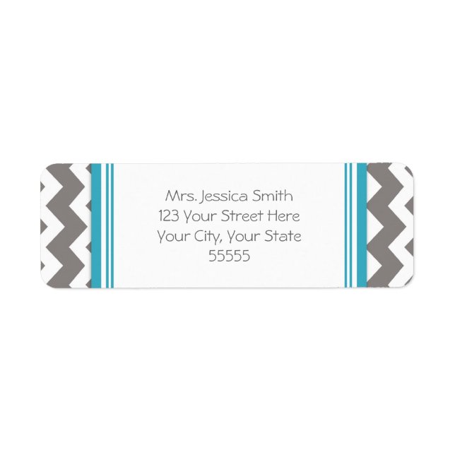 Blue Grey Chevrons Custom Return Address Labels (Front)