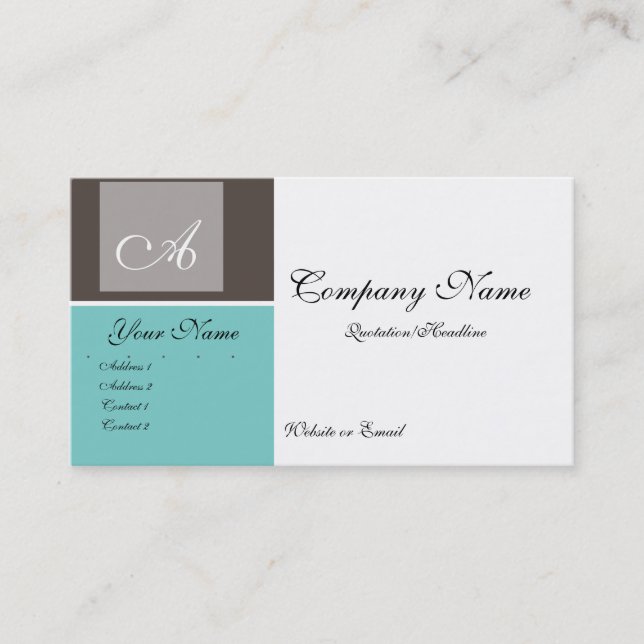 Blue & Grey Chic Business Card (Front)