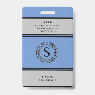 Blue & Grey Conference Badge with Logo ID Badge