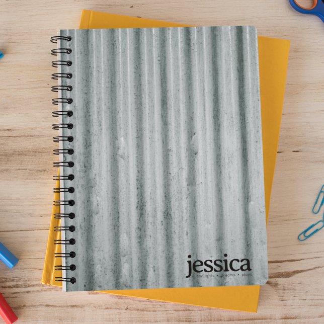Blue-Grey Corrugated Steel Modern Typography Notebook (Creator Uploaded)