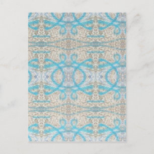 Blue Grey Curly Decorative Graffiti Wall Pattern Postcard