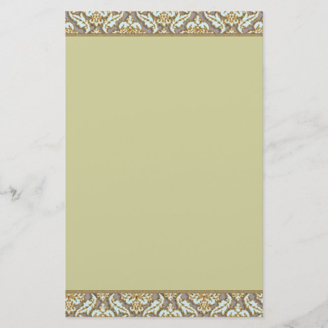 Blue & Grey Damask 100% Recycled Paper (Front)