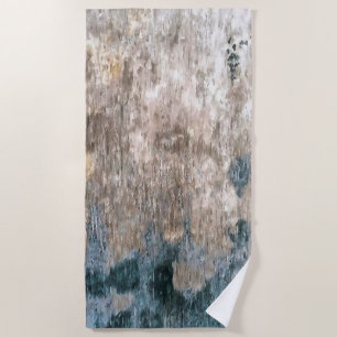 Blue Grey Decorative Abstract Artwork Beach Towel