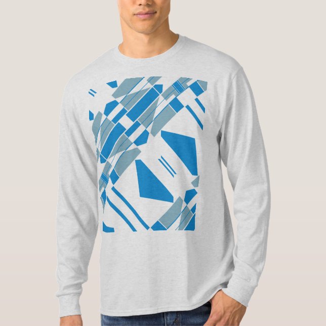 Blue Grey Diagonal Shapes MCM Southwest-inspired T-Shirt (Front)