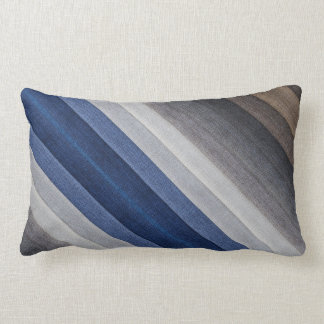 Blue Grey Diagonal Stripe Modern Lumbar Cushion