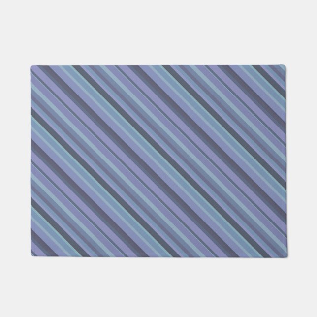 Blue-grey diagonal stripes doormat (Front)