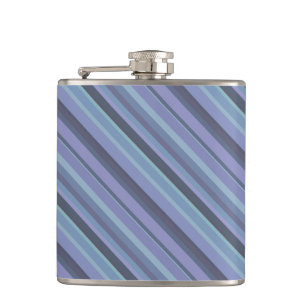 Blue-grey diagonal stripes hip flask