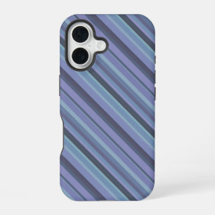 Blue-grey diagonal stripes iPhone 16 case