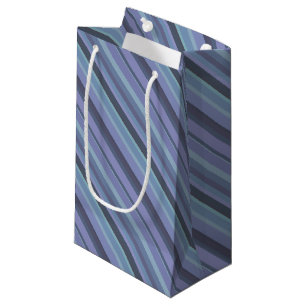Blue-grey diagonal stripes small gift bag
