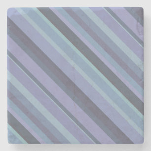 Blue-grey diagonal stripes stone coaster