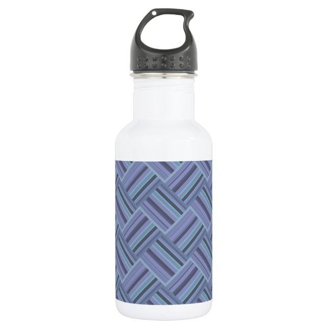 Blue-grey diagonal stripes weave pattern 532 ml water bottle (Front)