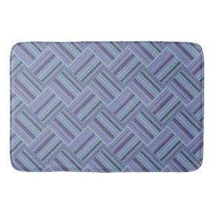 Blue-grey diagonal stripes weave pattern bath mat
