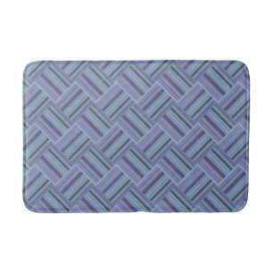 Blue-grey diagonal stripes weave pattern bath mat