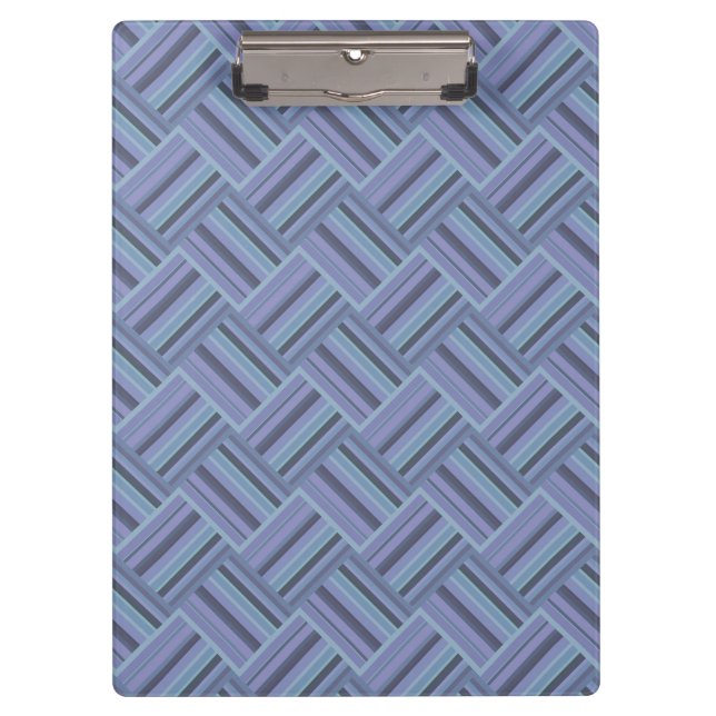 Blue-grey diagonal stripes weave pattern clipboard (Front)