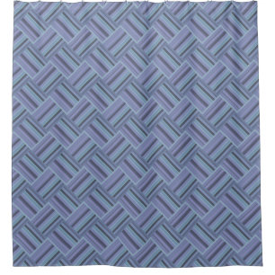 Blue-grey diagonal stripes weave pattern shower curtain