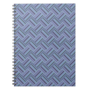 Blue-grey diagonal stripes weave pattern spiral notebook