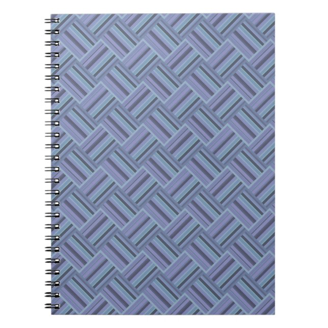 Blue-grey diagonal stripes weave pattern spiral notebook (Front)