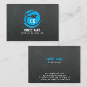 Blue & grey electrician logo design business card
