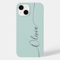 Blue Grey Elegant Calligraphy Script Name Case-