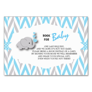 Blue & Grey Elephant Baby Shower Bring a Book Table Number