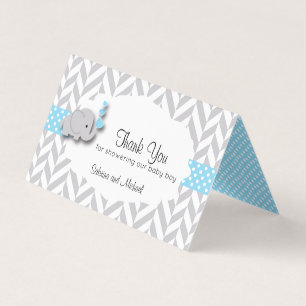 Blue & Grey Elephant Baby Shower   Candy Toppers Business Card