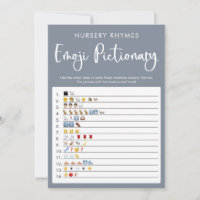 Blue grey Emoji pictionary baby shower game