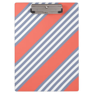 Blue-grey five stripe pattern with living coral clipboard