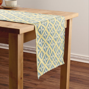 Blue Grey Fleur Short Table Runner