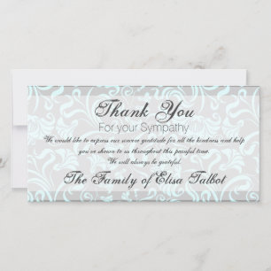 Blue Grey Floral Pattern Sympathy Thank You P card