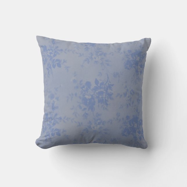 Blue-Grey Floral Pillow (Front)