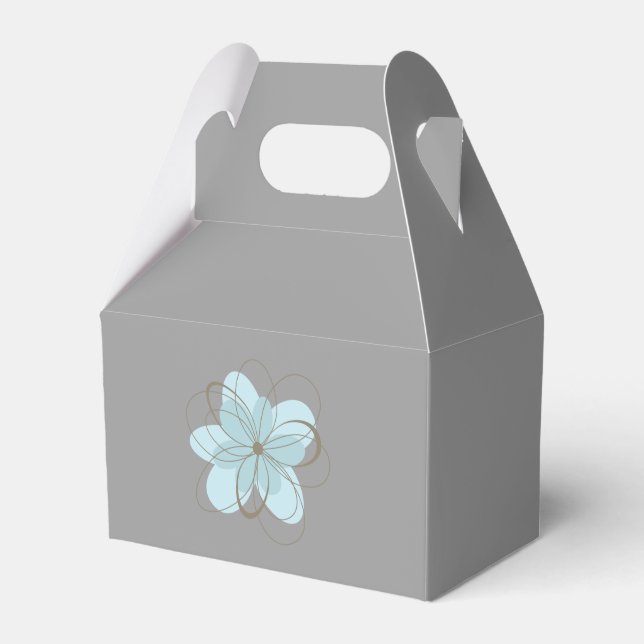 Blue Grey Flower Baby Shower Favour Box (Front Side)