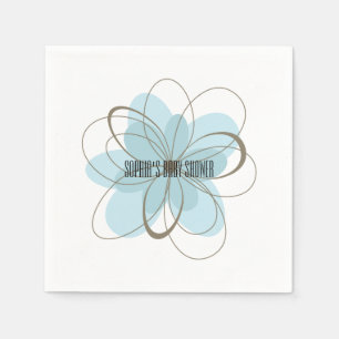 Blue Grey Flower Baby Shower Napkin