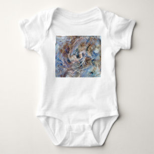Blue Grey Fluid Marbling Illustration Baby Bodysuit