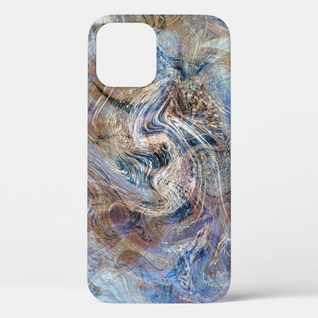 Blue Grey Fluid Marbling Illustration Case-Mate iPhone Case (Back)