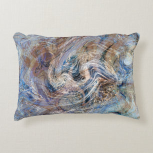 Blue Grey Fluid Marbling Illustration Decorative Cushion